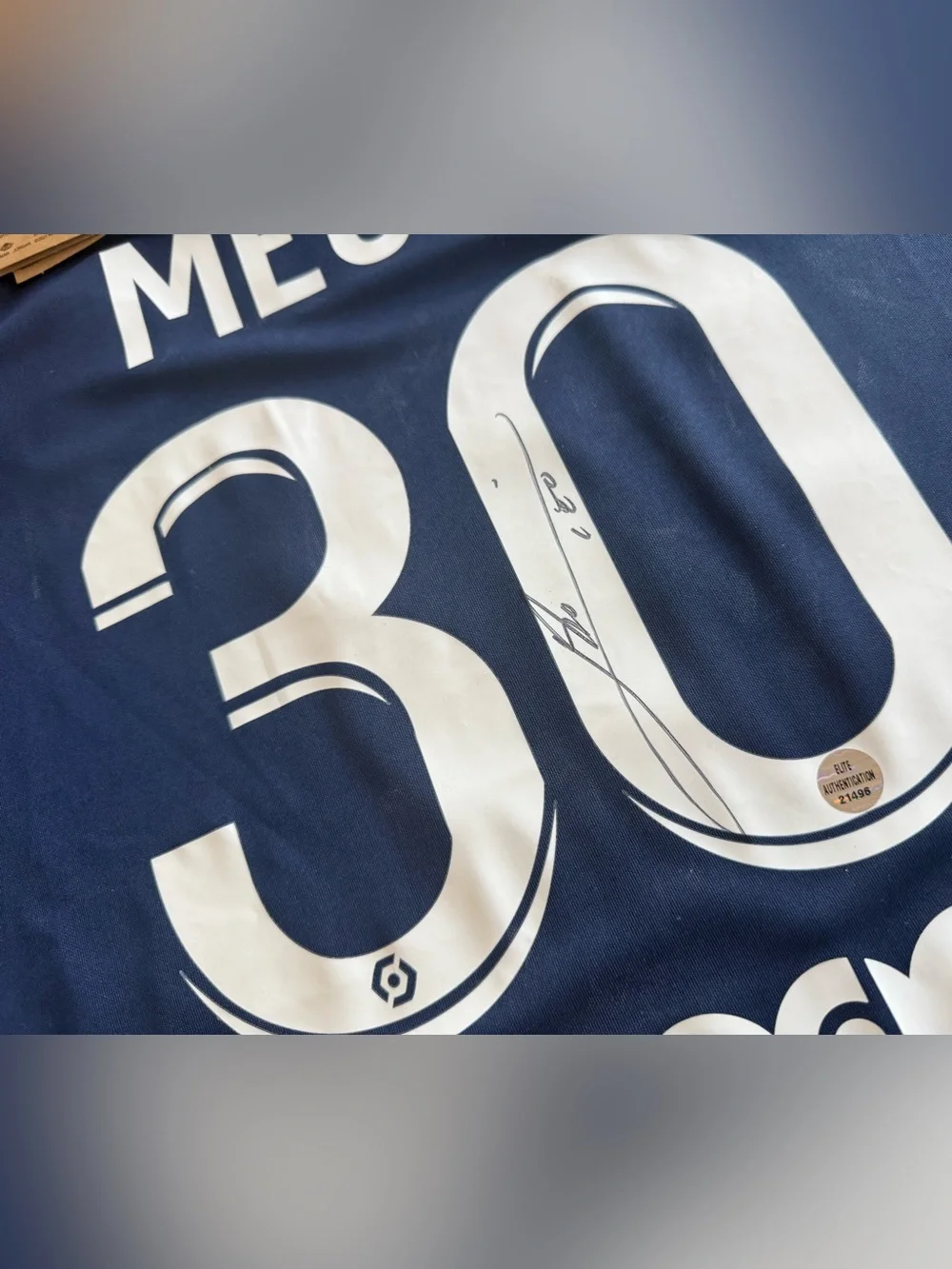 Jordan Navy PSG Men's Soccer Jersey with Leo Messi signature valuable
